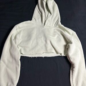 Mint green cream Cropped Hoodie